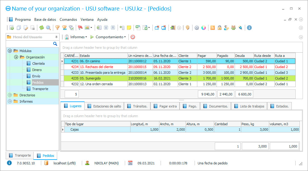 Software de transporte de carga